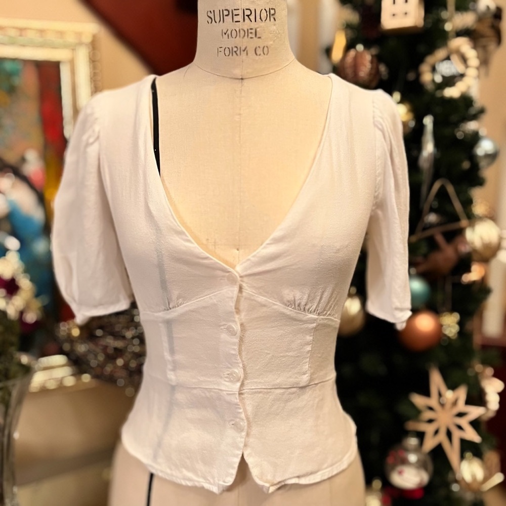 NWOT Reformation Viscose white corset button up blouse